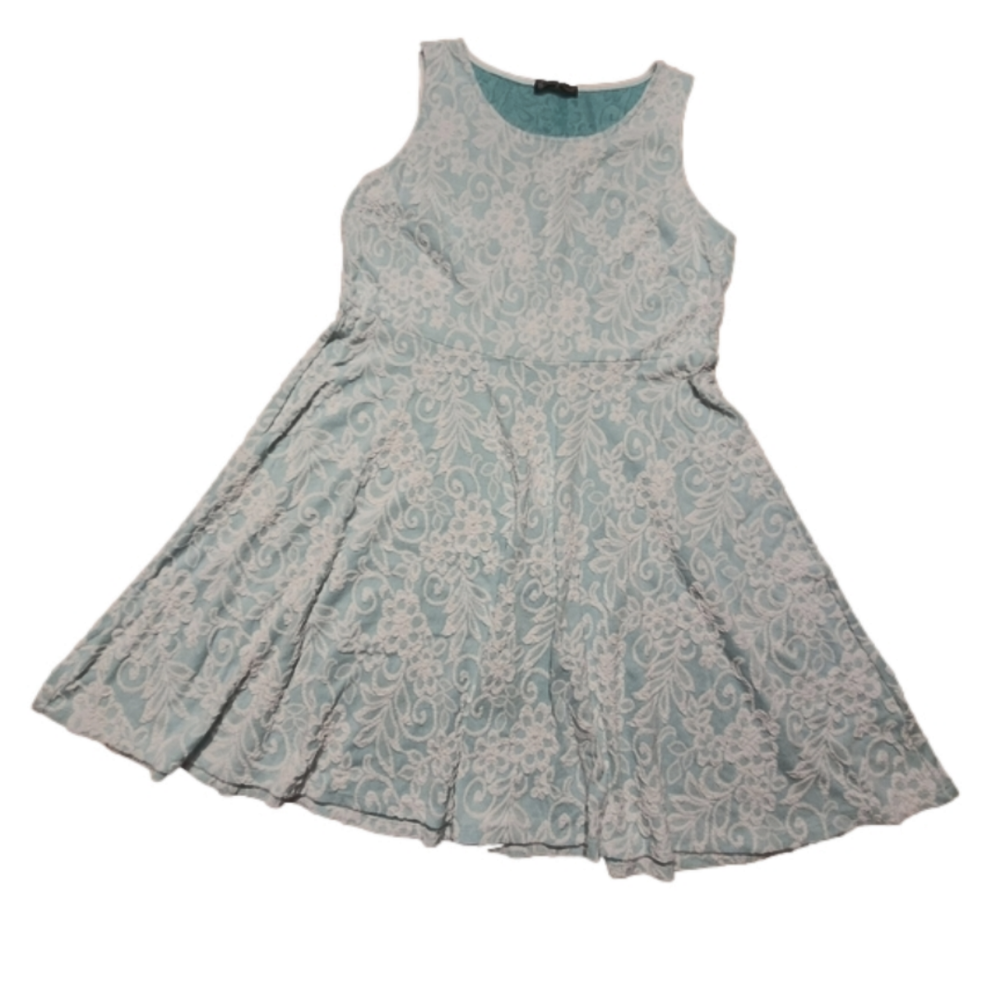 Fashion To Figure Mint blue mini dress with lace overlay - 2X